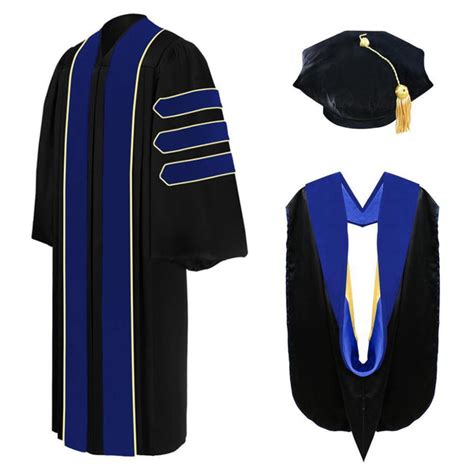 Deluxe Phd Doctoral Graduation Tam Gown And Hood Package Phd Blue