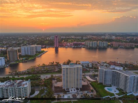 Lake Boca Raton Aerial Sunset From The Air Condo Waterfront Royal