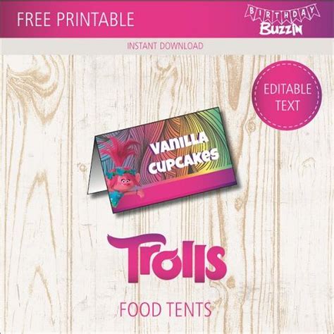 Free Printable Trolls Food Labels Birthday Buzzin Trolls Party Food