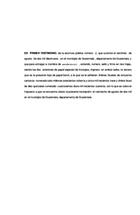 Doc Ejemplo De Testimonio Especial Mandato General Emilio Noguera