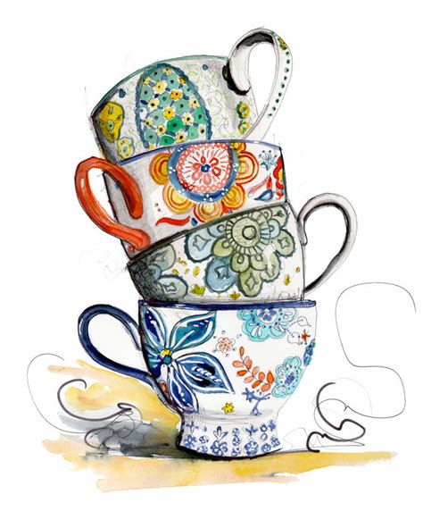 Time For Tea Etsy Tee Kunst Tea Cup Drawing Tea Cup Art Broken