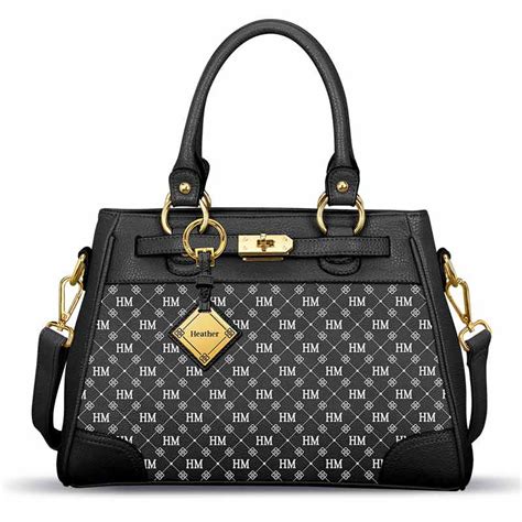 Personalized Initial Black Handbag