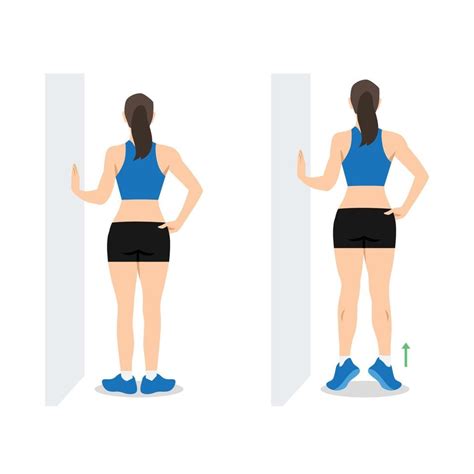 Woman Doing External Rotation Or Bodyweight Calf Raises Exercise Flat