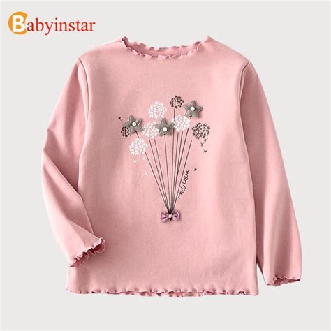 Babyinstar Girls Princess T Shirts 2018 New Children Flower Appliques