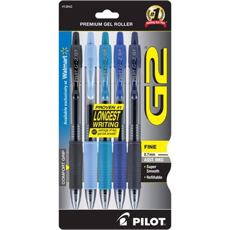 Pilot G2 Retractable Gel Ink Pens Fine Pt Assorted 5 Pk