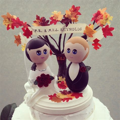 Custom Fall Autumn Tree Wedding Cake Topper Base With Bride