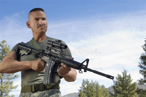 Soldier With Machine Gun Stock Photo Image Of Patriotic 29659794