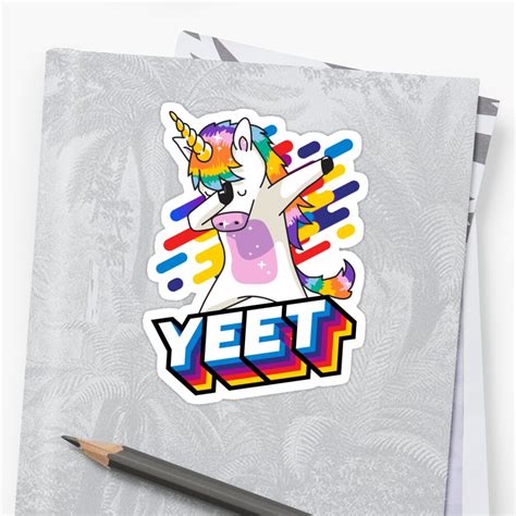 Dabbing Yeet Unicorn Sticker By Creativefit Redbubble