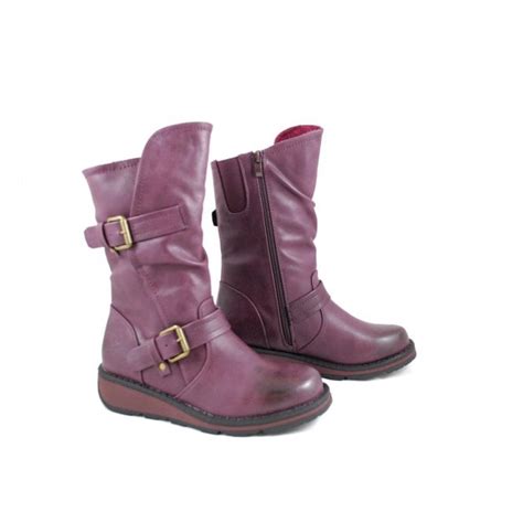 Heavenly Feet Hannah Biker Style Boots In Berry Rubyshoesday