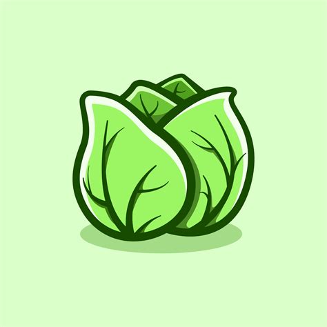 Cute Cabbage Illustration In Cartoon Style On Isolated Background