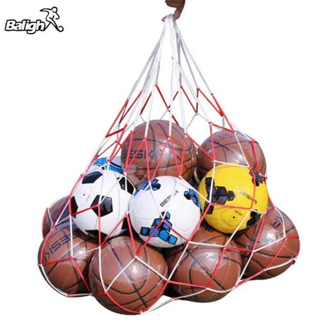 portable outdoor sports soccer net bags 10 balls carry net bag football balls pockets red and