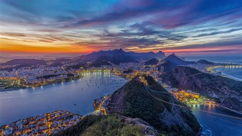 Rio De Janeiro Cityscape Hill Long Exposure Boat Sea Brazil Wallpapers Hd Desktop And