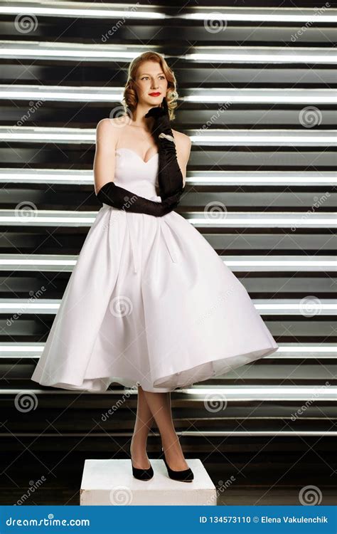 Beautiful Girl Dressed At Pin Up Style Stock Photo Image Of Fashion