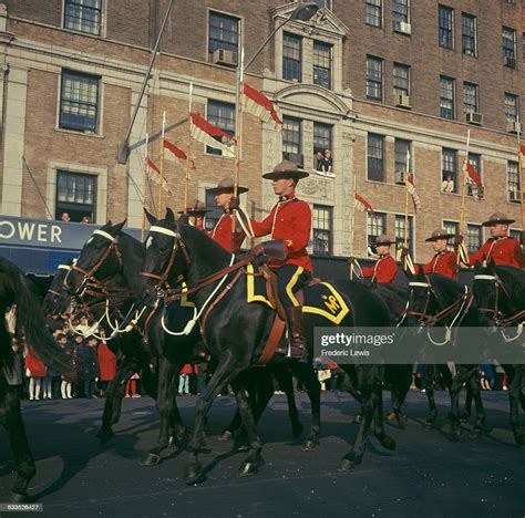 Canadian Mounties On Horseback During A Parade Circa 1960 News Photo