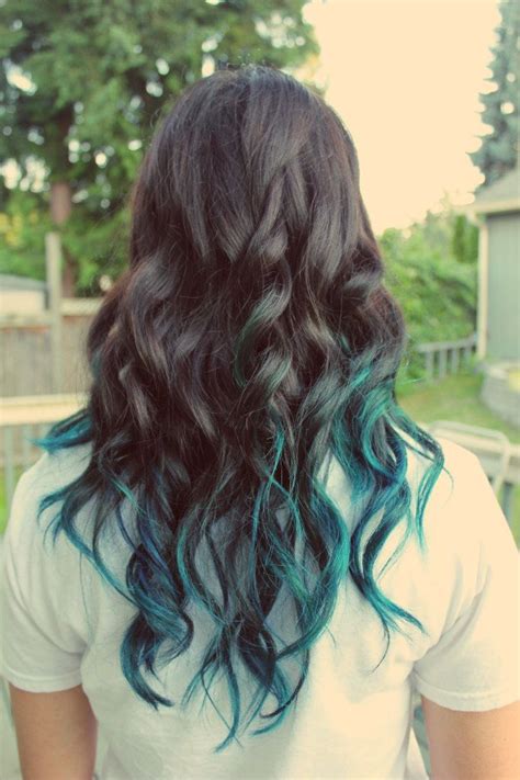 Dark Blue Dip Dye Hair Dye Tips Gorgeous Hair Color Teal Hair