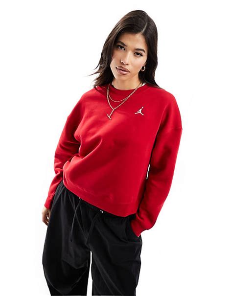 Jordan Brooklyn Fleece Sweatshirt In Gym Red Asos
