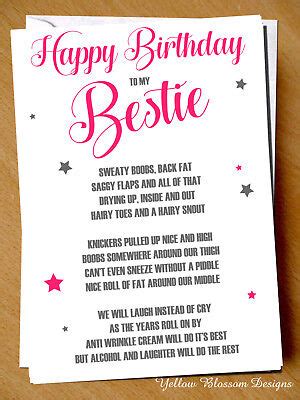 Funny Cheeky Happy Birthday Card Best Friend Bestie Novelty Girlie