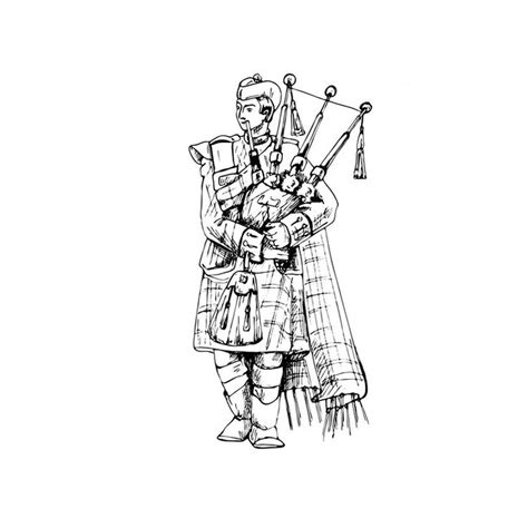 Premium Vector Scottish Man Dressed In Kilt Playing Traditional
