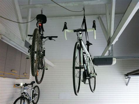 Another Image Showing Bikes Being Stored On The Garage Ceiling Using