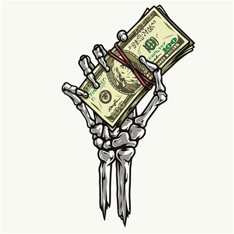 Skeleton Hand Holding Dollars Vector Artofit