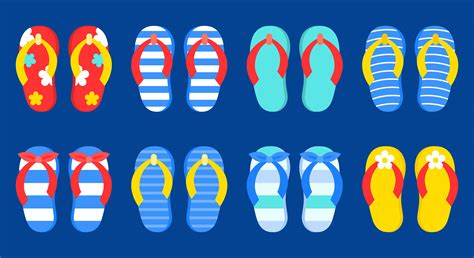 Set Of Colorful Summer Flip Flops Vector Icons 558991 Vector Art At