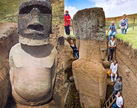 The Buried Bodies Of The Iconic Easter Island Moai Basalt Statues