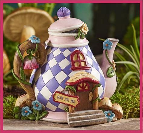 Miniature Garden Alice In Wonderland Teapot Fairy House Clay Fairy
