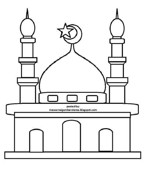 Mewarnai Gambar Mewarnai Gambar Sketsa Masjid 31