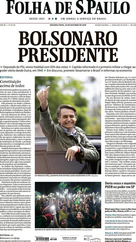 Capa Folha De Spaulo Edição Segunda29 De Outubro De 2018