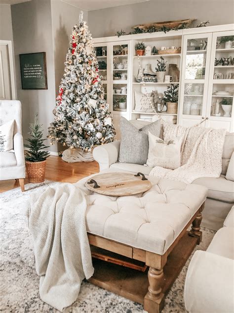 A Cozy White Cottage Christmas Living Room Tour Rain And