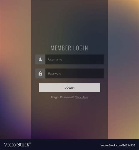 Elegant Dark Login Ui Template Design Royalty Free Vector