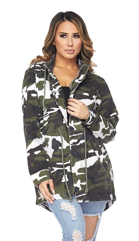 Hooded Camouflage Anorak Jacket Winter Camo