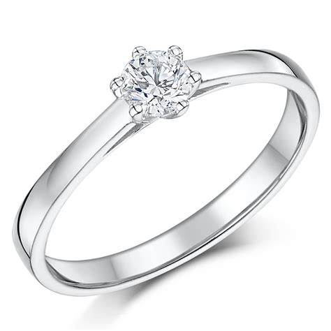 9ct White Gold Quarter Carat Diamond Solitaire Six Claw Engagement Ring