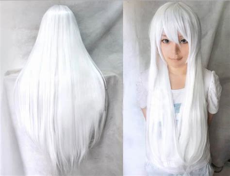 80 cm harajuku anime white cosplay wigs sexy long straight synthetic hair wigs halloween