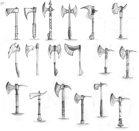 Axe Weapon Drafts By Noveliaproductions On Deviantart Sword Drawing
