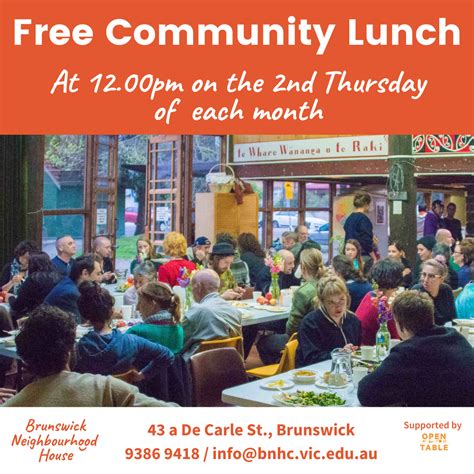 Free Community Lunch Brunswick Neighbourhood House