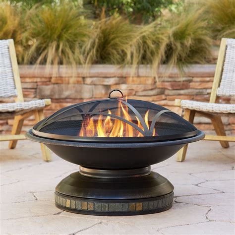 John Timberland Black Iron Outdoor Fire Pit Round 35 Steel Wood