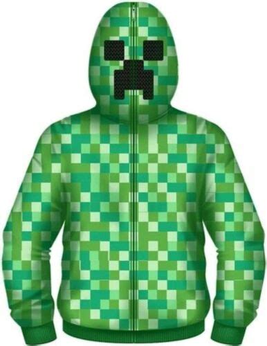 Minecraft Creeper Hoodie 4 5 6 7 8 10 12 14 16 Child Sweatshirt Jacket
