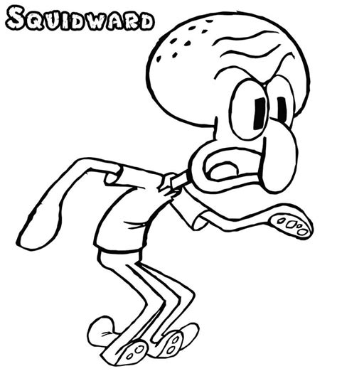 Squidward Tentacles Drawing Coloring Page Free Printable Coloring