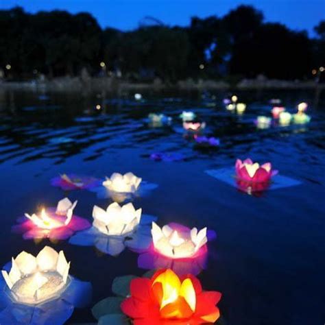 50x Flower Lotus Chinese Lanterns Wishing Floating Water Light Paper