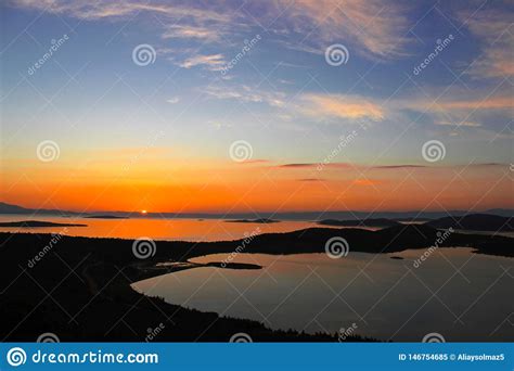 Summer Time For Turkey Orange Sunset Over Sea Clouds Stock Image