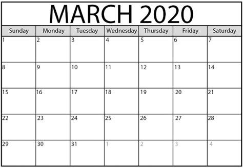 Editable March 2020 Calendar Word Pdf Excel Free Calendars And Letter