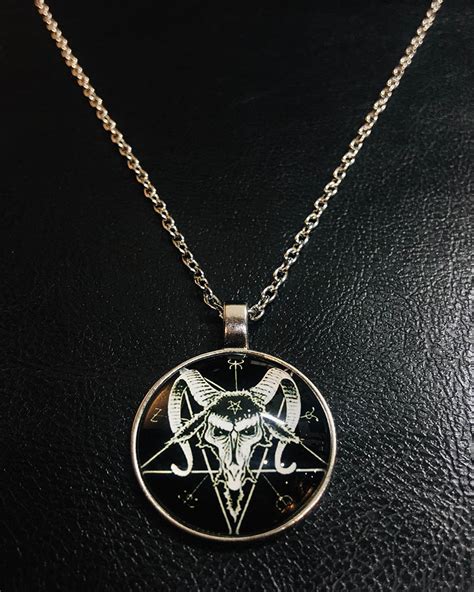 Pentagram Baphomet Glass Necklace