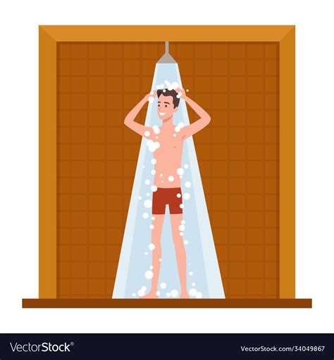 Happy Man Taking Shower Royalty Free Vector Image
