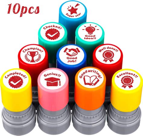 10 Pieces Teacher Stamps Encouraging Stamps Teacher Grading Stamps Self