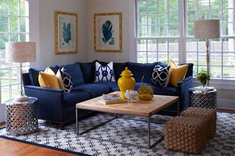 Navy Sectional Transitional Living Room Lillian August