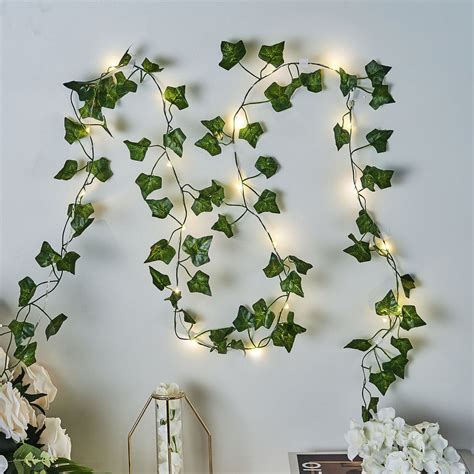 7ft Artificial Green Ivy Leaf Garland Vine With Led Battery Operated