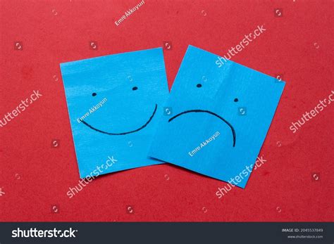 Happy Sad Face On Stickers Hand Stock Photo 2045537849 Shutterstock