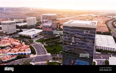 Aerial Sunset View Of The Skyline Of Downtown Irvine California Usa