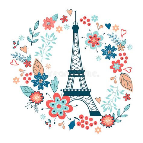 Concept Love Card Eiffel Tower Floral Stock Illustrations 17 Concept